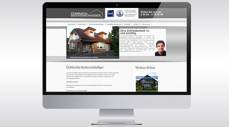 Die Webseite von Dobbertin Immobilien - Desktop