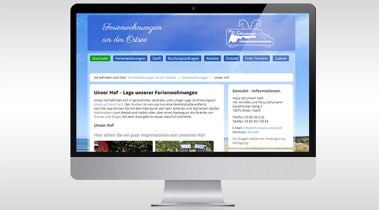 Die Webseite der Haus Schumann GbR - Desktop