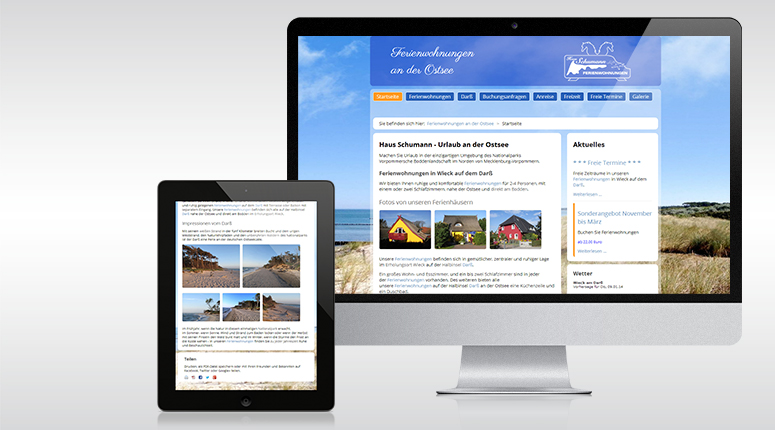 Die Webseite der Haus Schumann GbR - Desktop, Tablet