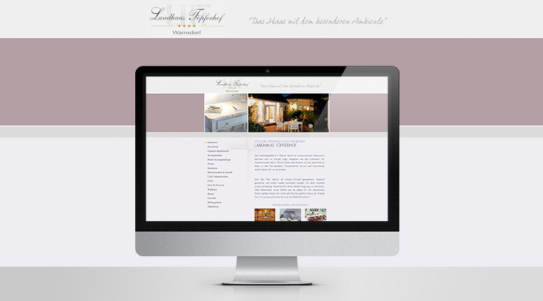 Die Webseite des Landhaus Töpferhof