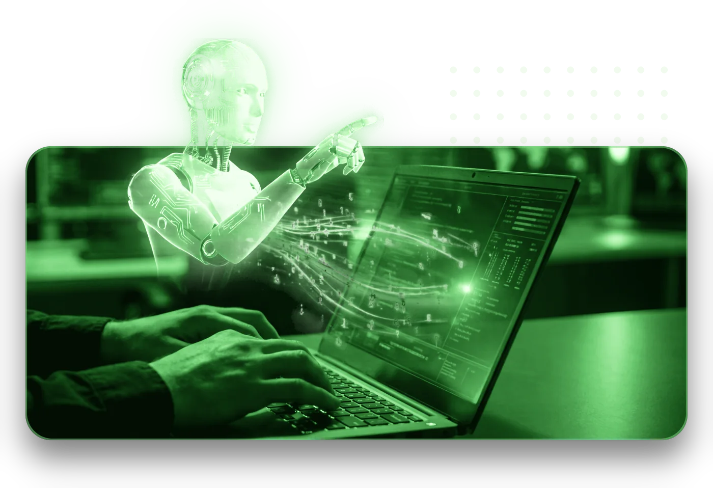 KI-Assistent als Hologramm am Laptop